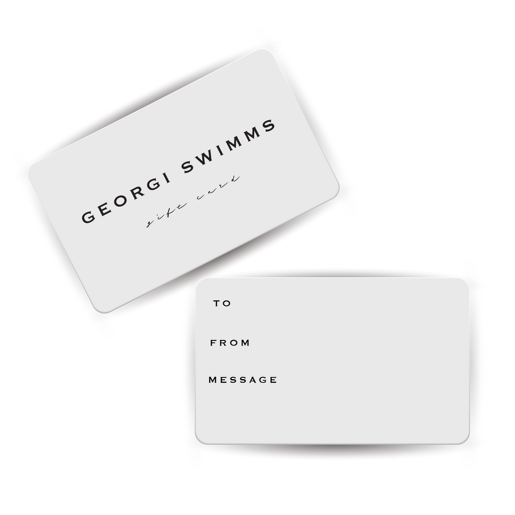 Give the gift of Summer with a GEORGI SWIMMS E-Gift Card. Shop Now Pay Later with AfterPay. 